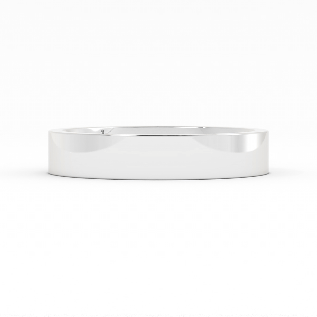 14K White Gold High Polish Flat 4mm Wedding Band