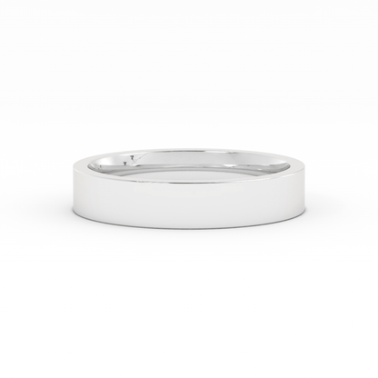 18K White Gold 4mm  Flat Comfort Fit Wedding Band