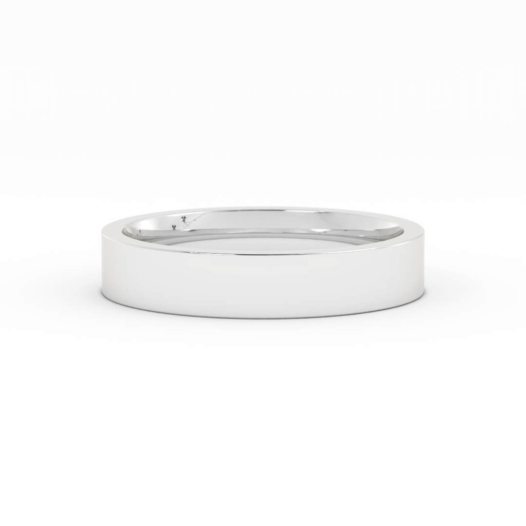 14K White Gold High Polish Flat 4mm Wedding Band