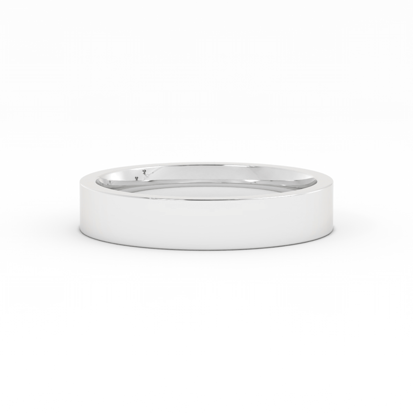 14k White Gold 4mm  Flat Comfort Fit Wedding Band