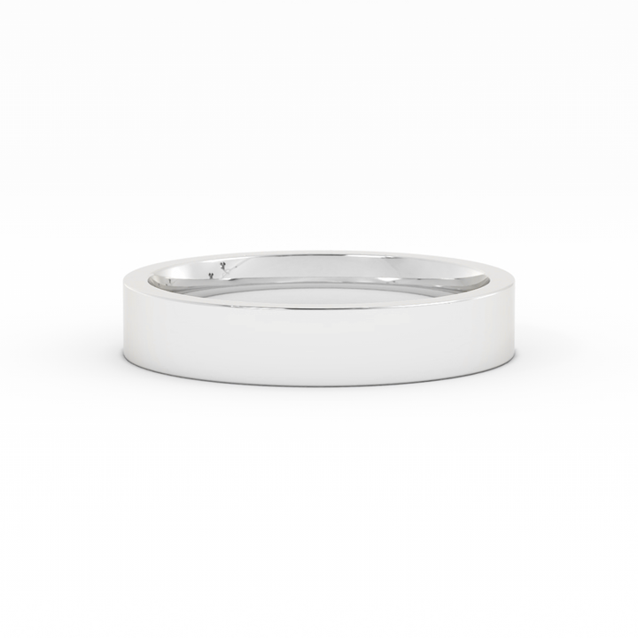 14K White Gold High Polish Flat 4mm Wedding Band