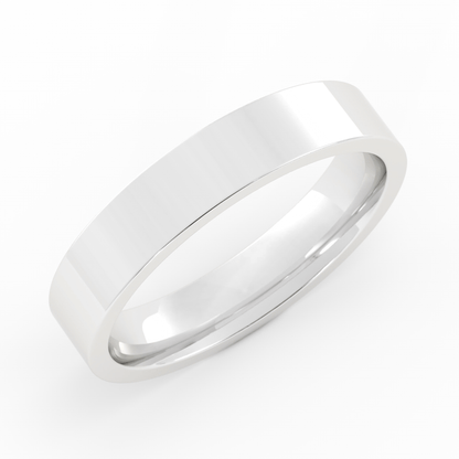 18K White Gold 4mm  Flat Comfort Fit Wedding Band