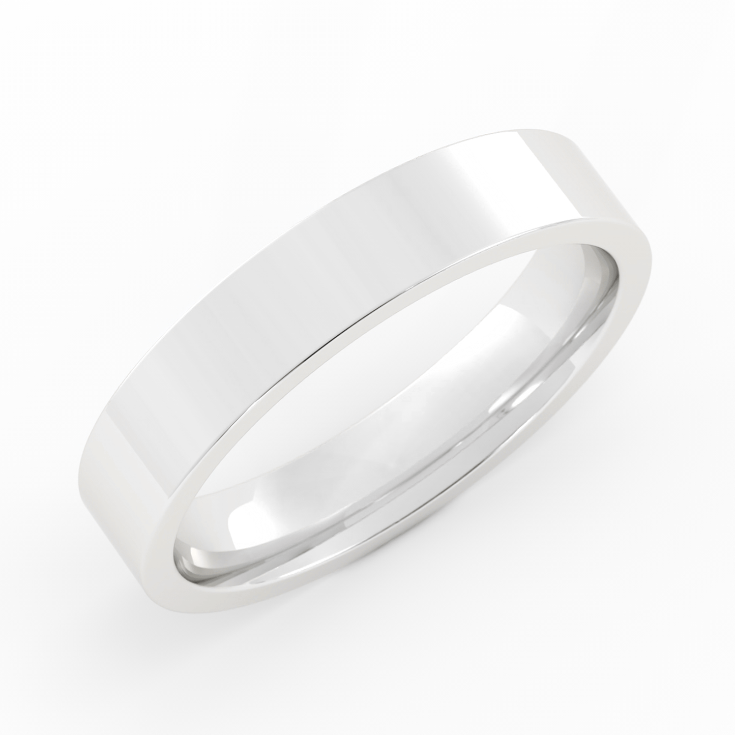14k White Gold 4mm  Flat Comfort Fit Wedding Band
