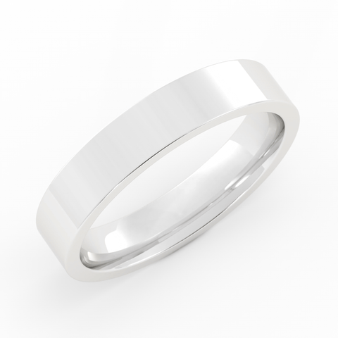 14k White Gold 4mm  Flat Comfort Fit Wedding Band