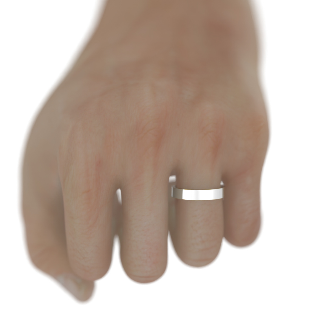 14K White Gold High Polish Flat 4mm Wedding Band
