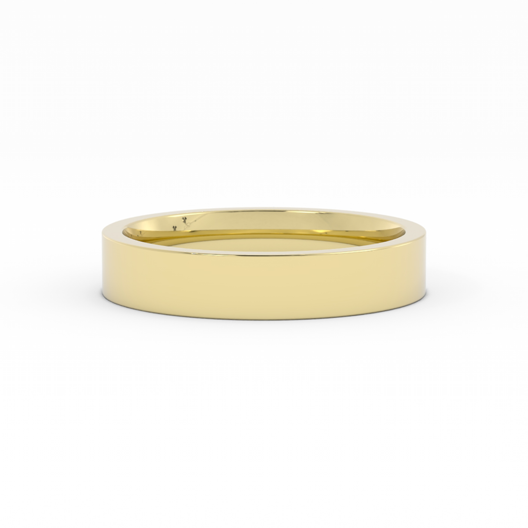 10K Yellow Gold High Polish Flat 4mm Wedding Band