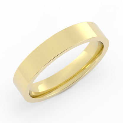 14K Yellow Gold 4mm  Flat Comfort Fit Wedding Band
