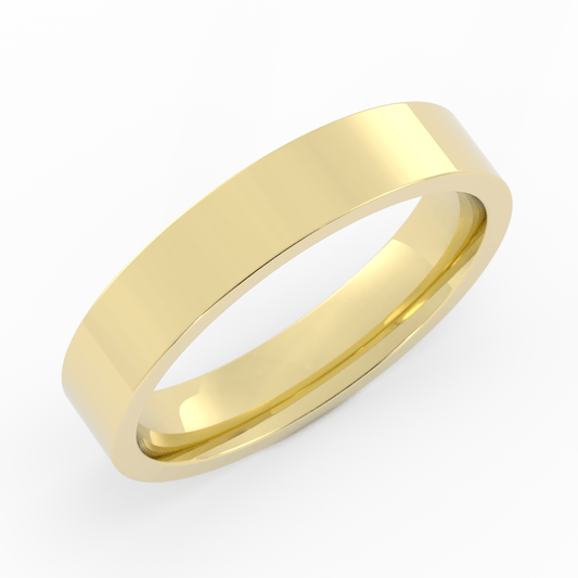 10k Yellow Gold 4mm  Flat Comfort Fit Wedding Band