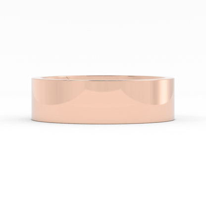 18K Rose Gold 6mm  Flat Comfort Fit Wedding Band
