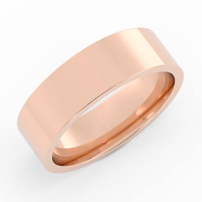 14K Rose Gold 6mm  Flat Comfort Fit Wedding Band