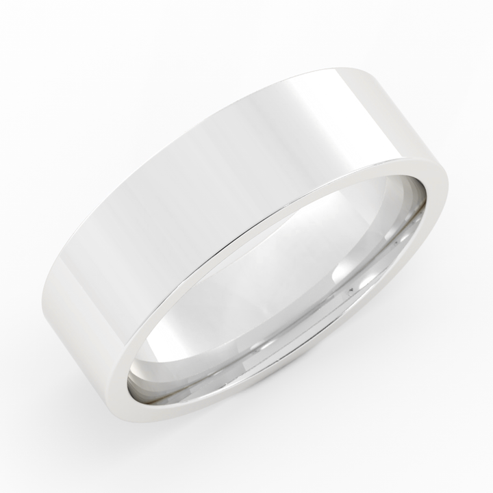 10K White Gold High Polish Flat 6mm Wedding Band