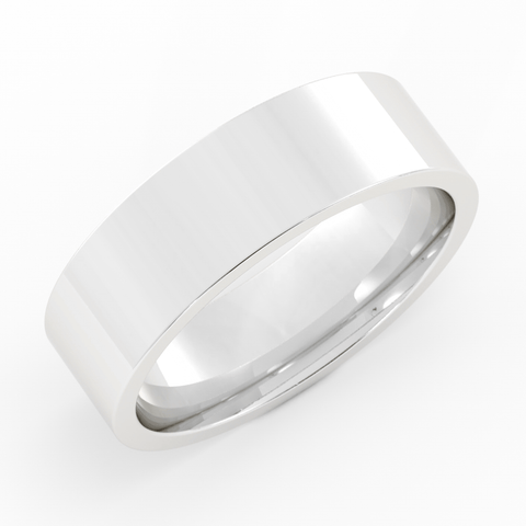 18K White Gold 6mm  Flat Comfort Fit Wedding Band