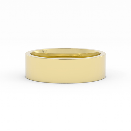 18K Yellow Gold 6mm  Flat Comfort Fit Wedding Band