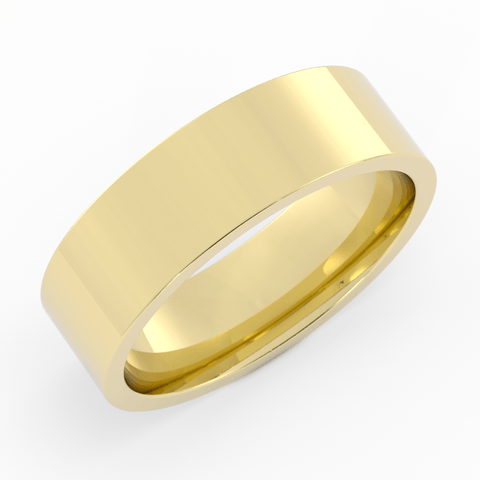 18K Yellow Gold 6mm  Flat Comfort Fit Wedding Band