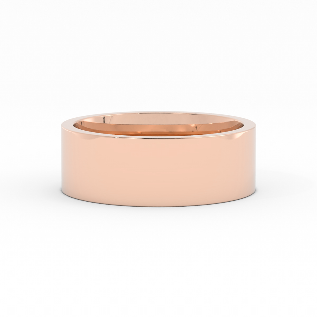 10K Rose Gold High Polish Flat 7mm Wedding Band