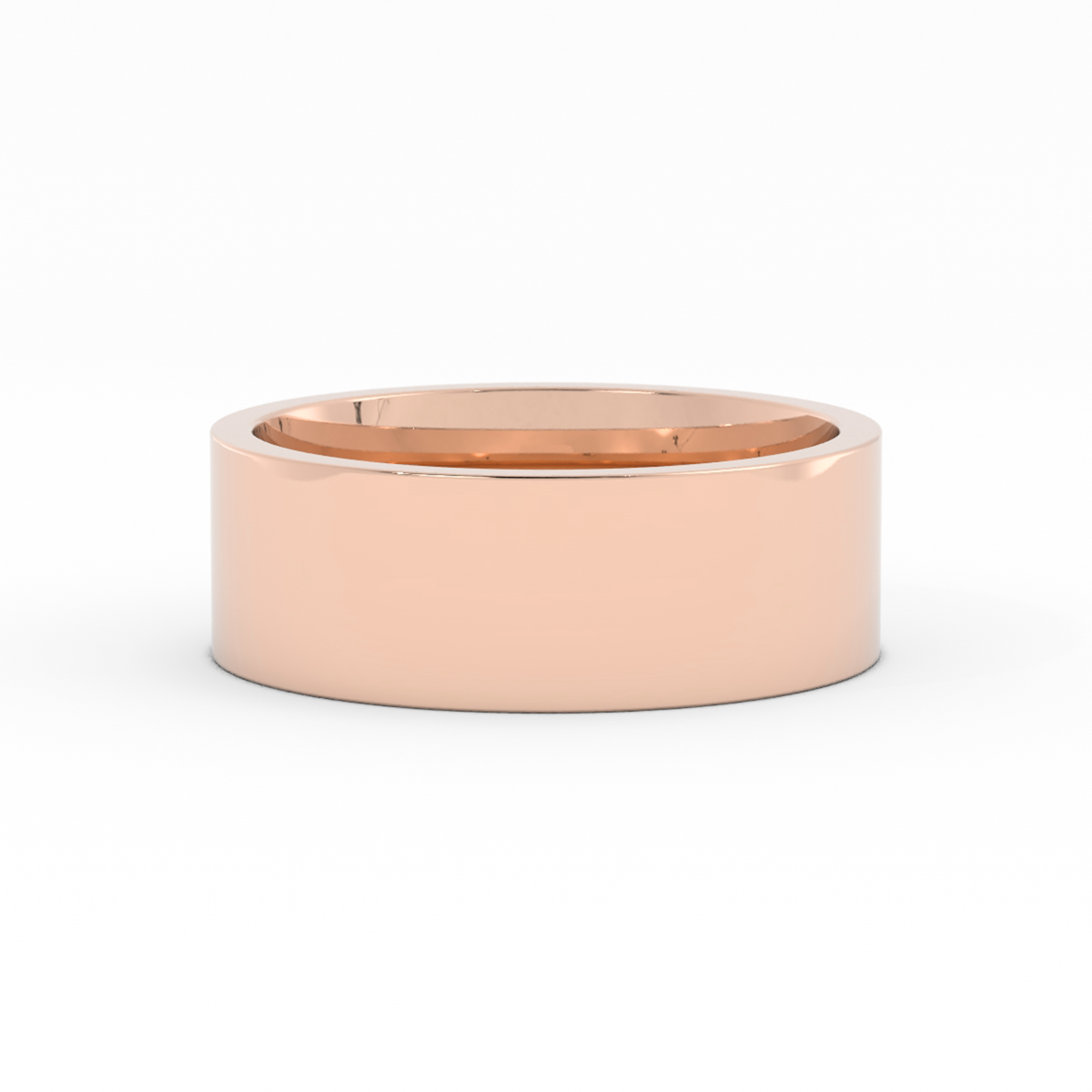 10K Rose Gold High Polish Flat 7mm Wedding Band