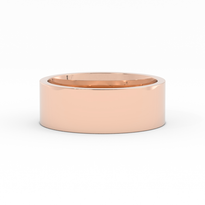 10K Rose Gold High Polish Flat 7mm Wedding Band