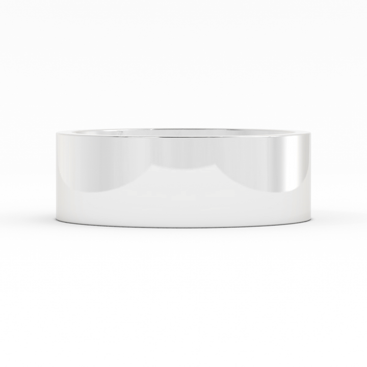 14K White Gold High Polish Flat 7mm Wedding Band