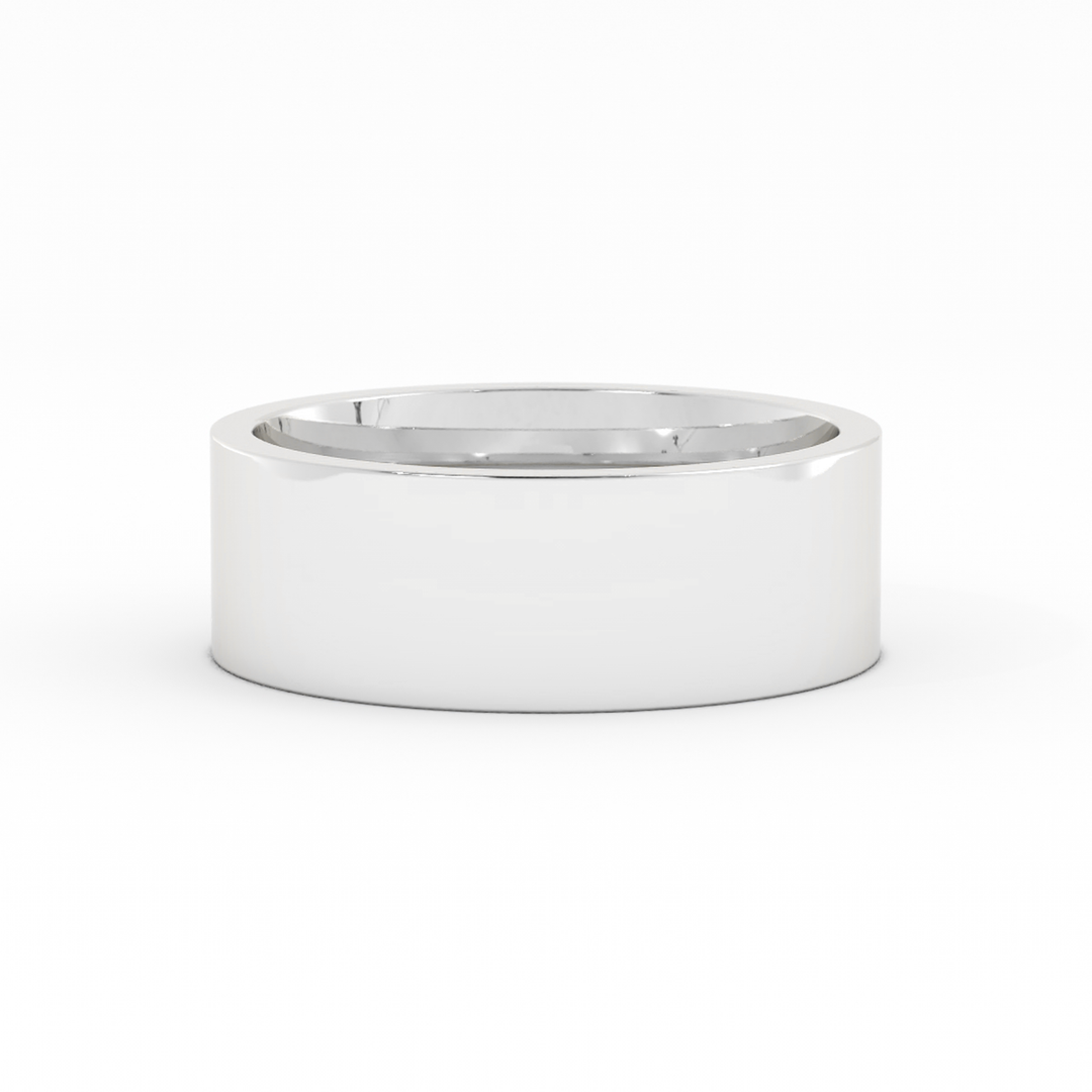 14K White Gold High Polish Flat 7mm Wedding Band