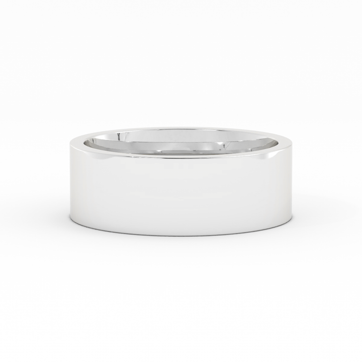 14K White Gold High Polish Flat 7mm Wedding Band