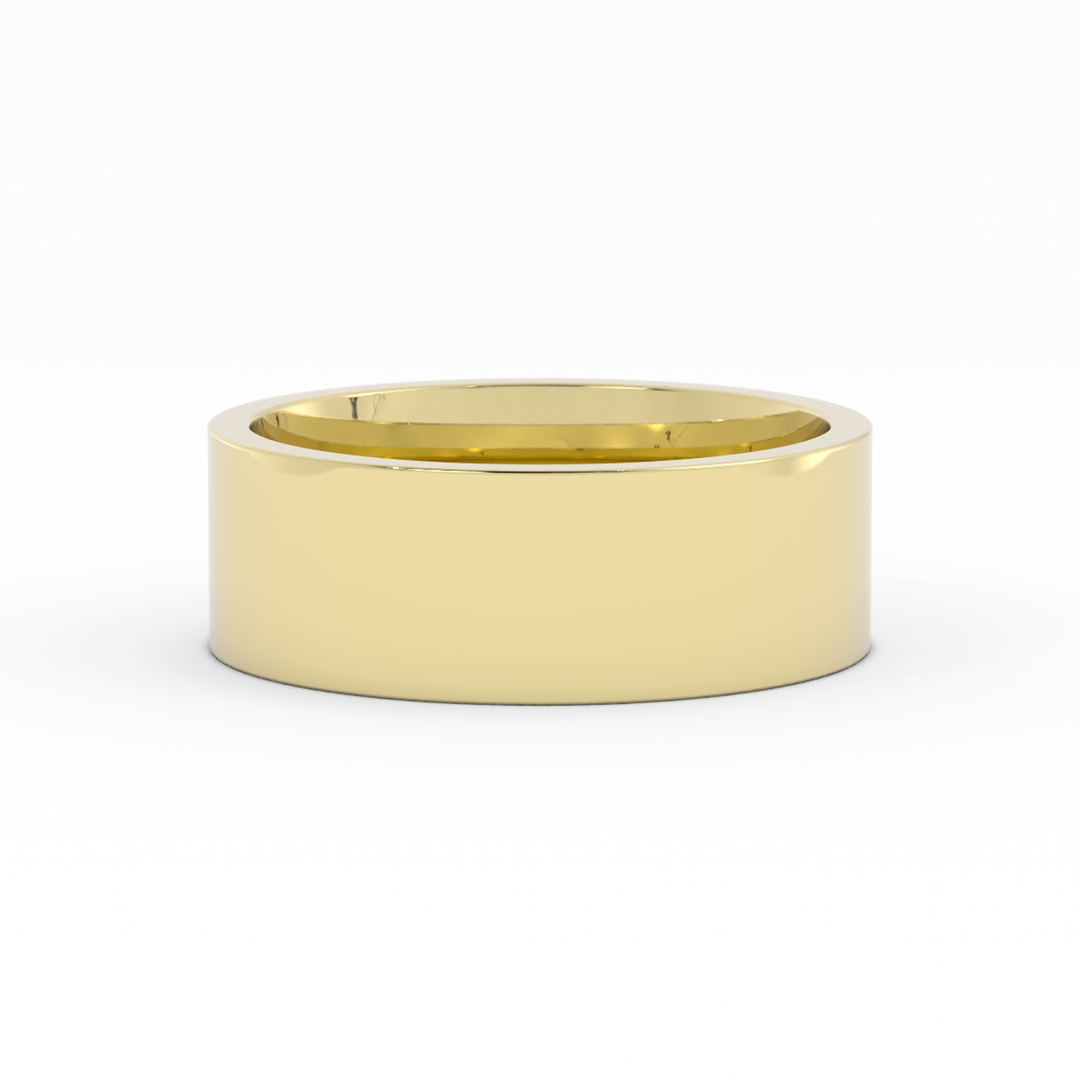 10K Yellow Gold High Polish Flat 7mm Wedding Band