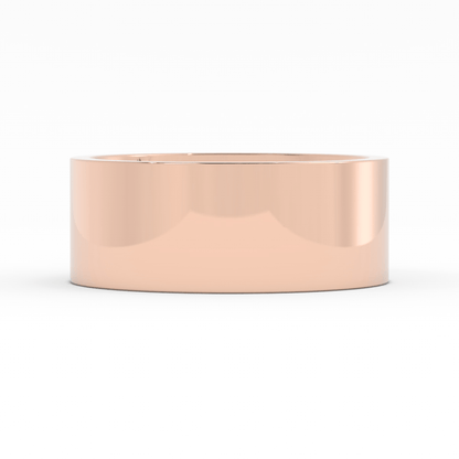 18K Rose Gold 8mm  Flat Comfort Fit Wedding Band