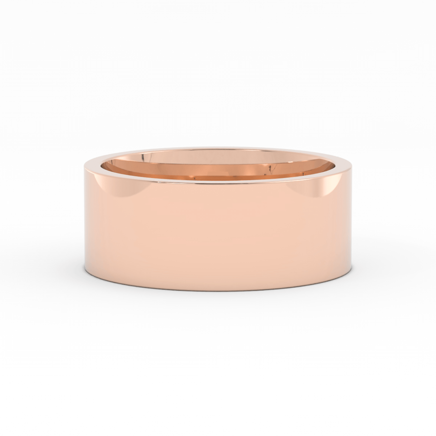 18K Rose Gold 8mm  Flat Comfort Fit Wedding Band