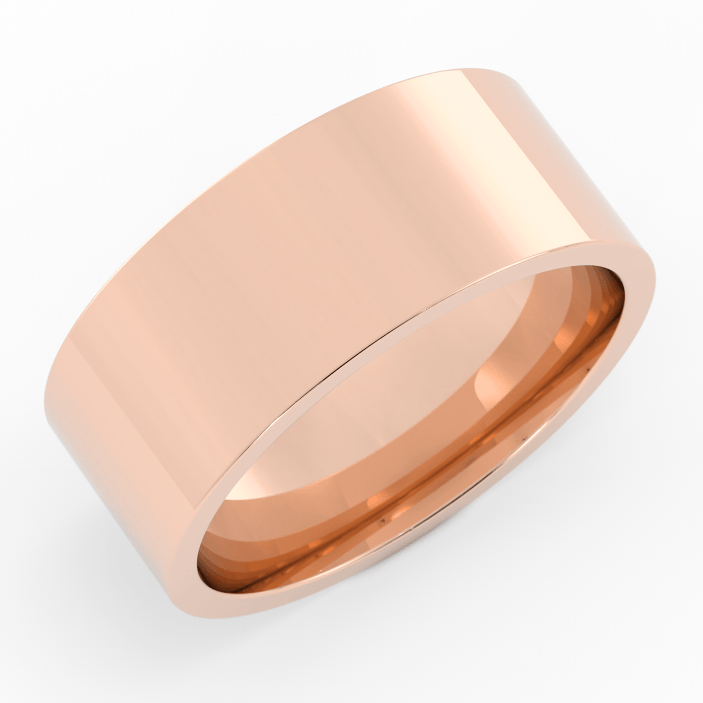 14K Rose Gold 8mm  Flat Comfort Fit Wedding Band