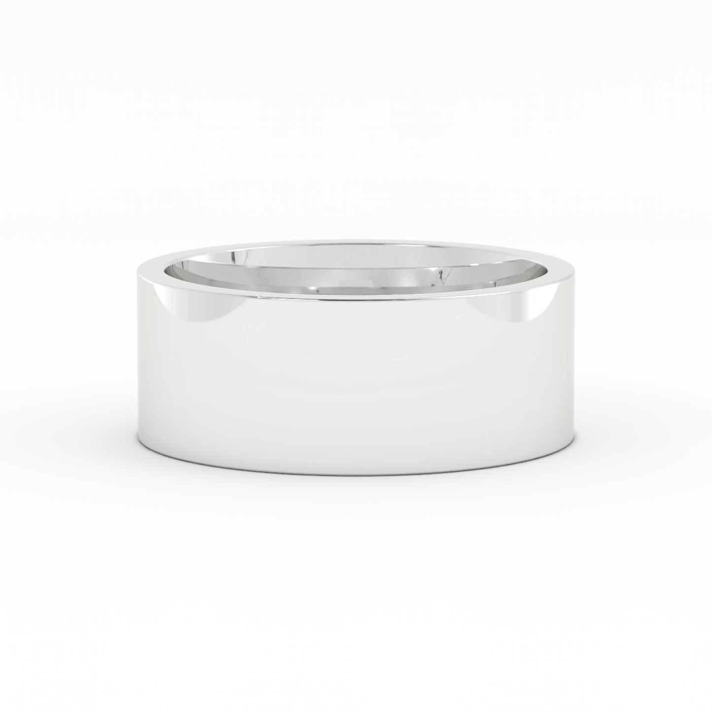 18K White Gold 8mm  Flat Comfort Fit Wedding Band