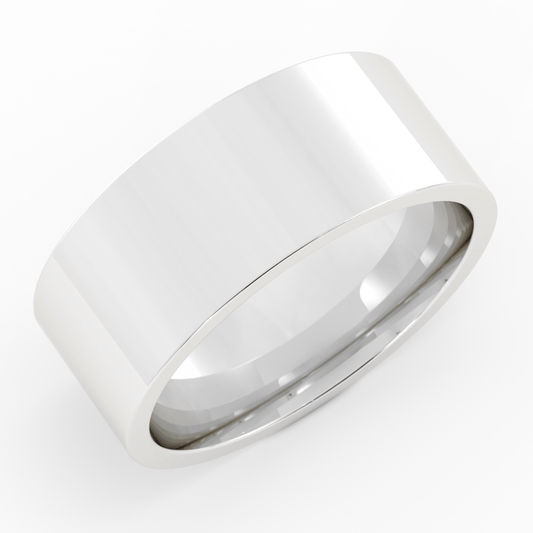 Platinum 8mm  Flat Comfort Fit Wedding Band