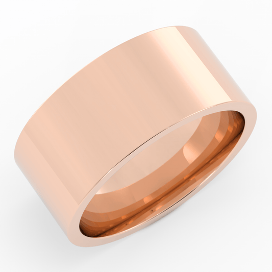 18K Rose Gold 9mm  Flat Comfort Fit Wedding Band