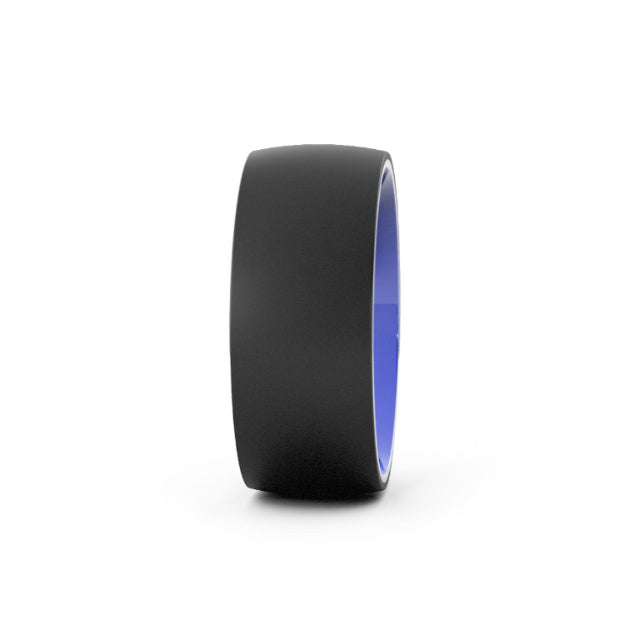 Black Tungsten, Blue Ceramic 8mm Wedding Band