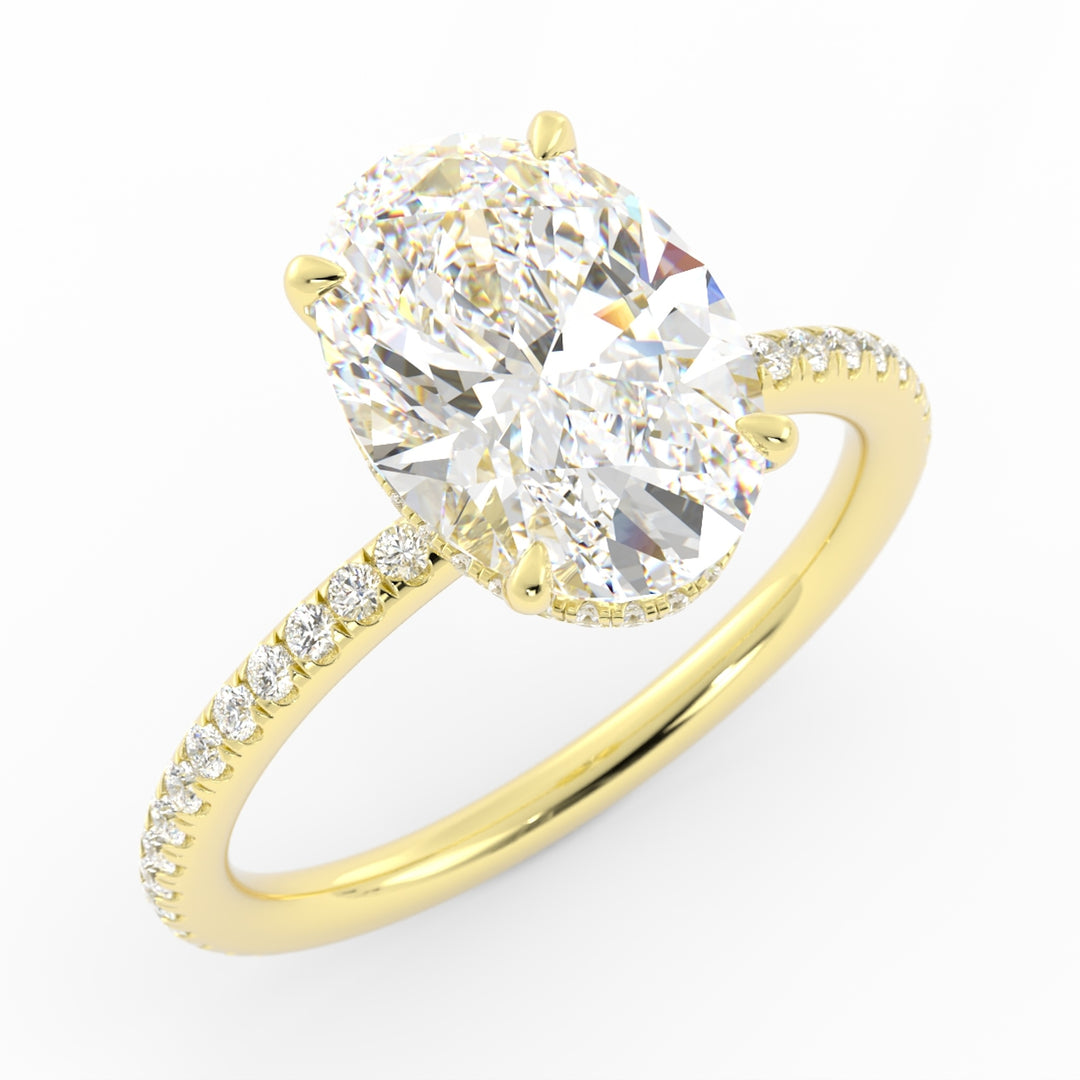 Final Payment: 18K Yellow Gold, Customer Diamond Center, Natural Diamond Melee, Custom Engagement Ring