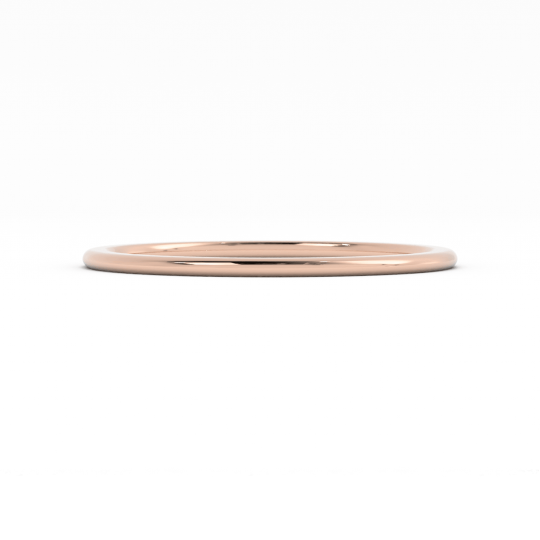 14K Rose Gold High Polish Domed 1mm Wedding Band