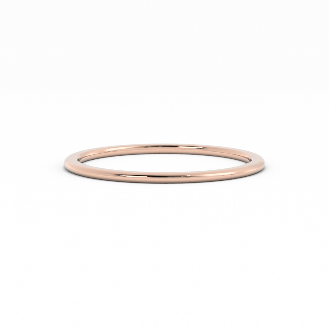14K Rose Gold High Polish Domed 1mm Wedding Band