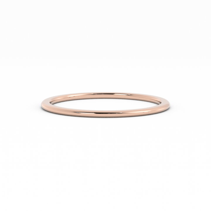 14K Rose Gold High Polish Domed 1mm Wedding Band