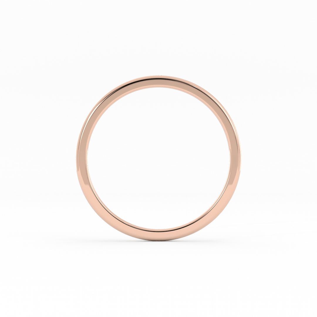 14K Rose Gold High Polish Domed 1mm Wedding Band