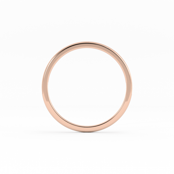 14K Rose Gold High Polish Domed 1mm Wedding Band