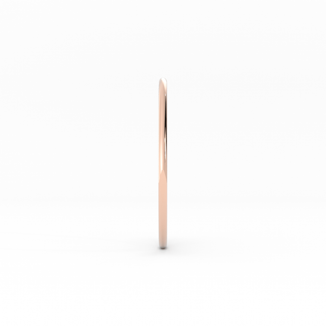 14K Rose Gold High Polish Domed 1mm Wedding Band