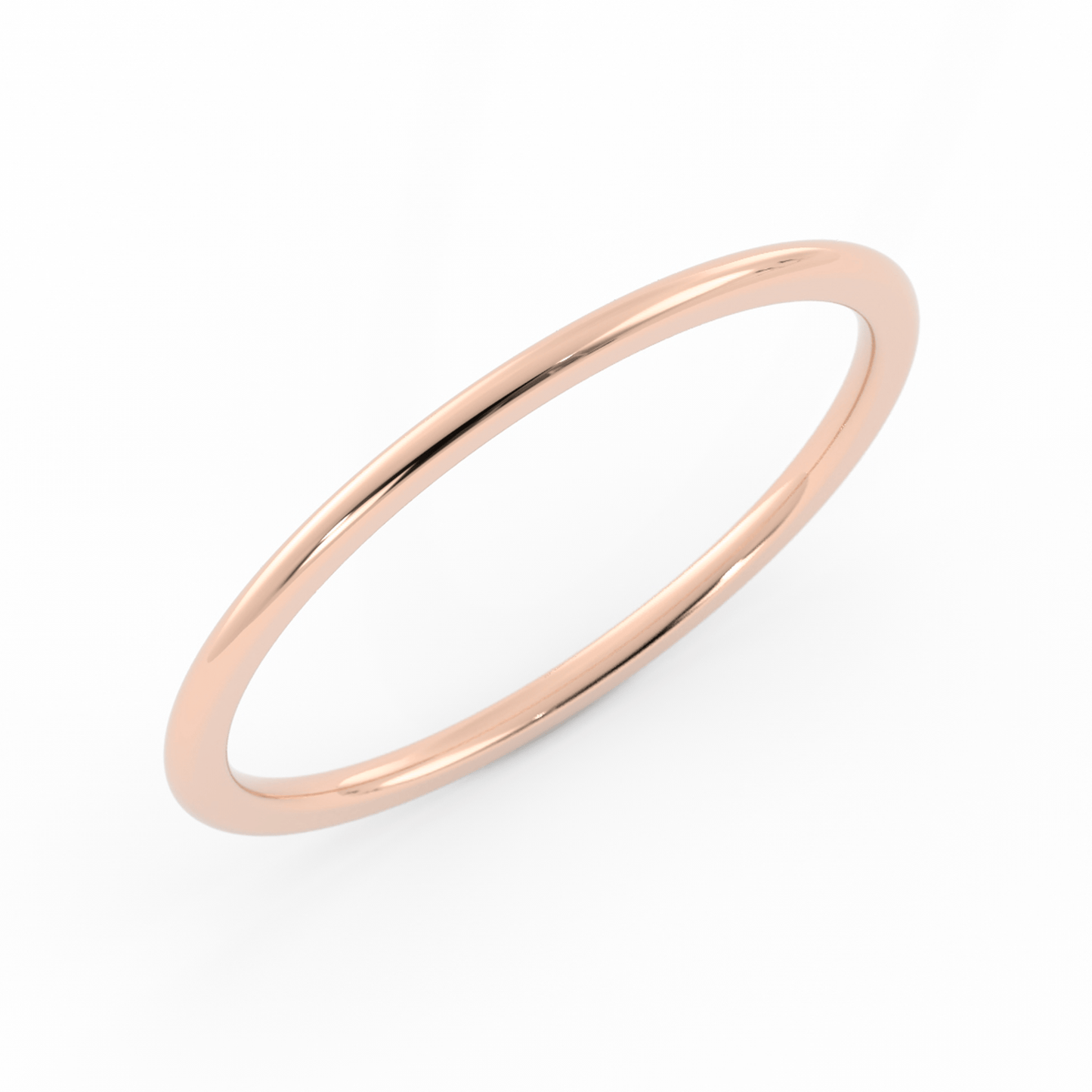 18K Rose Gold 1mm Mid-Weight Domed Comfort Fit Wedding Band
