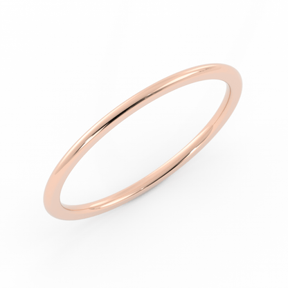 18K Rose Gold 1mm Mid-Weight Domed Comfort Fit Wedding Band