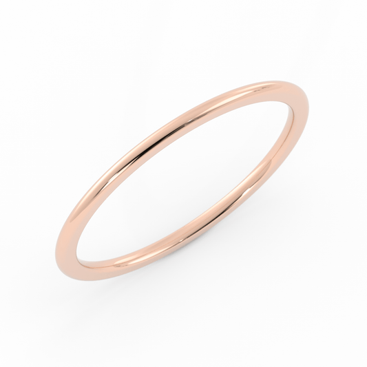18K Rose Gold 1mm Mid-Weight Domed Comfort Fit Wedding Band