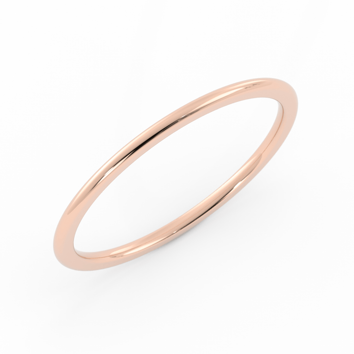 14K Rose Gold High Polish Domed 1mm Wedding Band