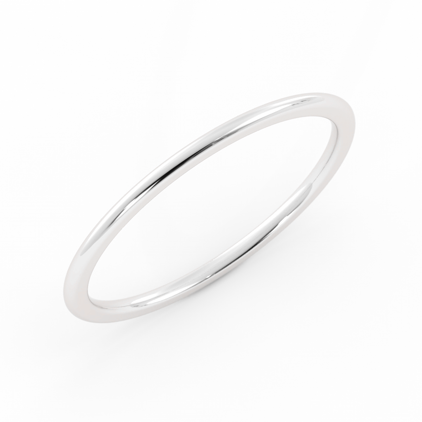 18k White Gold 1mm Mid-Weight Domed Comfort Fit Wedding Band