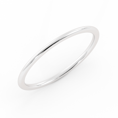 18k White Gold 1mm Mid-Weight Domed Comfort Fit Wedding Band