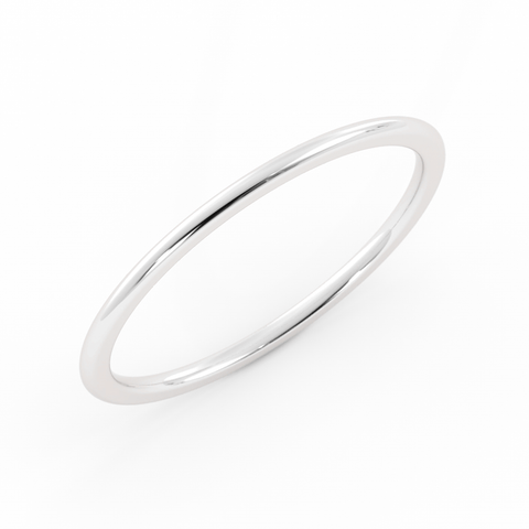 18k White Gold 1mm Mid-Weight Domed Comfort Fit Wedding Band