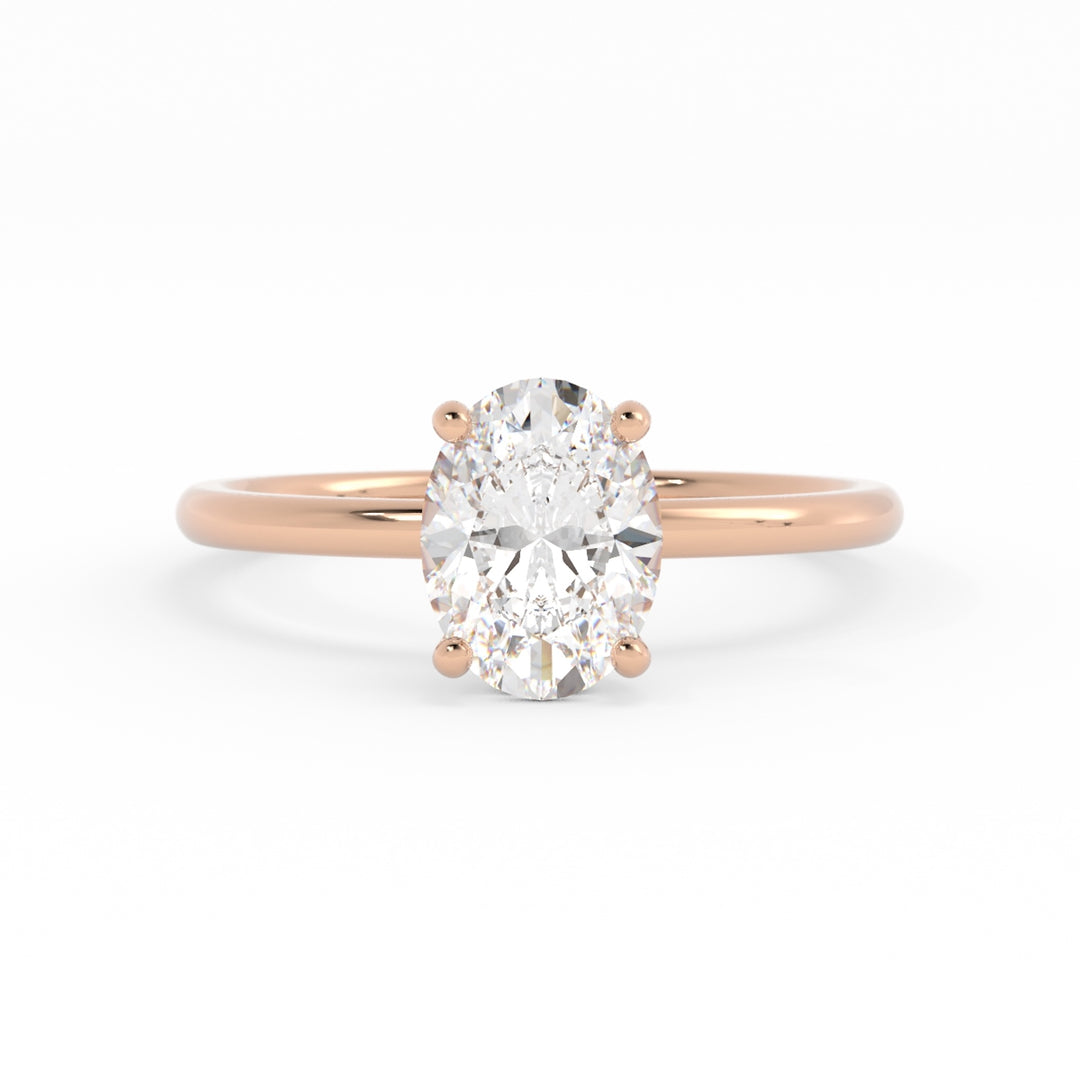 10K Rose Gold, High Polish, Moissanite Center, Moissanite Melee, size:5.75, Engagement Ring