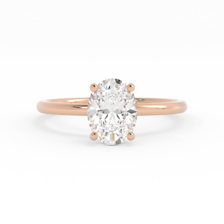 10K Rose Gold, High Polish, Moissanite Center, Moissanite Melee, size:5.75, Engagement Ring