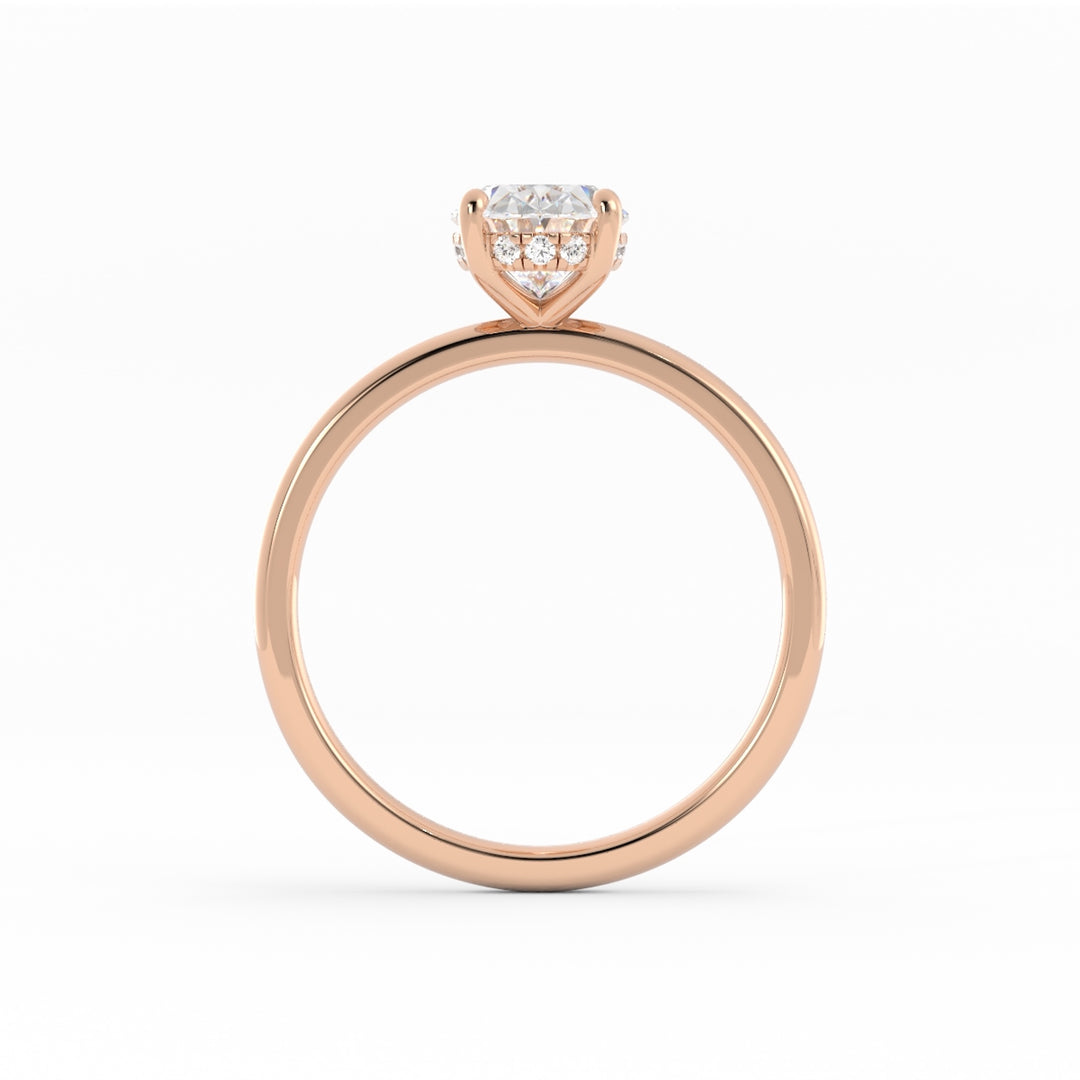10K Rose Gold, High Polish, Moissanite Center, Moissanite Melee, size:5.75, Engagement Ring