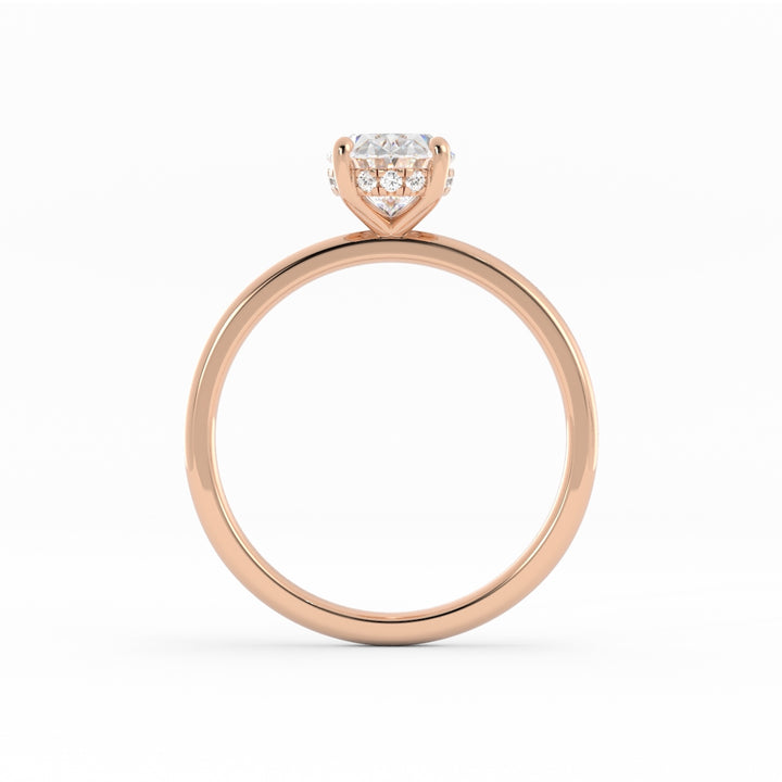10K Rose Gold, High Polish, Moissanite Center, Moissanite Melee, size:5.75, Engagement Ring